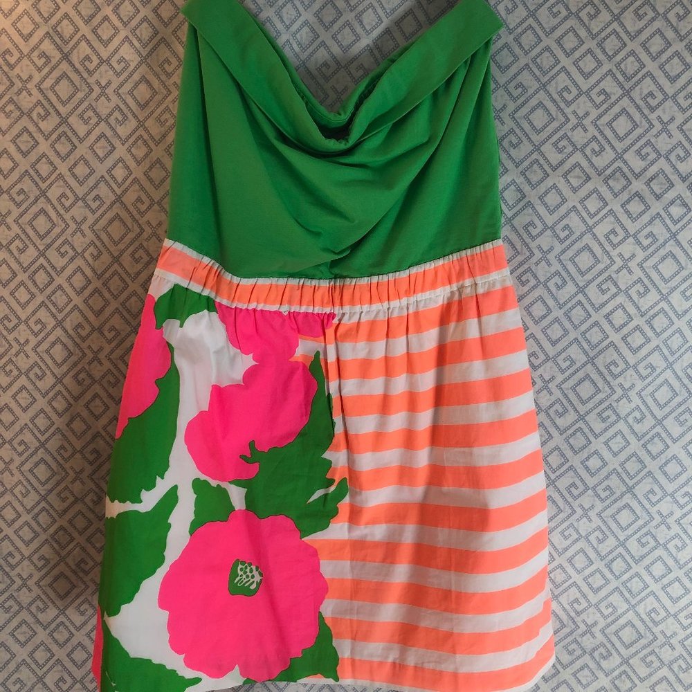 Lilly Pulitzer Fleur Neon Sunrise Strapless Dress